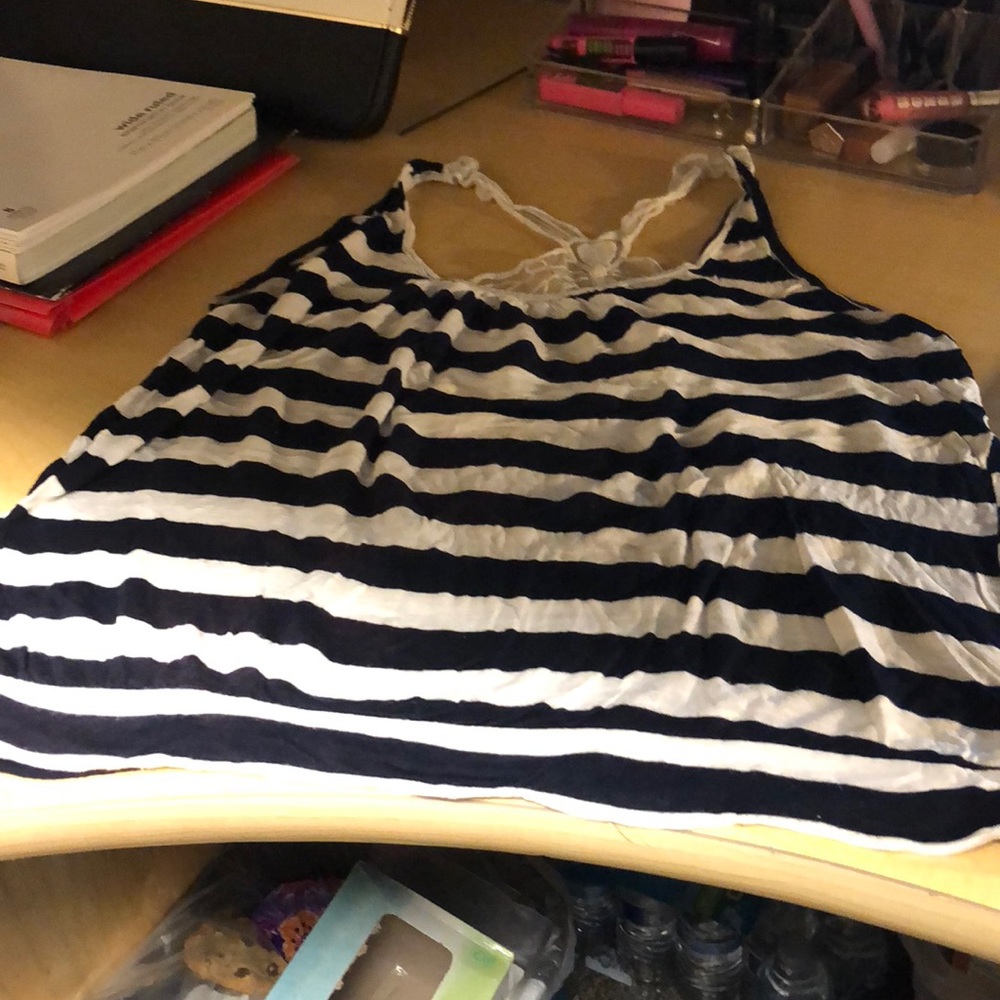 Striped blue and white tank top